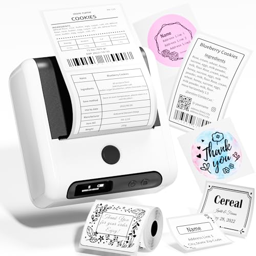 Portable Label Maker Machine with Tape - 3'' Barcode Label Printer for Labeling Products - M200 Thermal Label Printer Bluetooth Wireless for Phone&PC, Mini Label Makers for 1D/2D Codes,Clothing, Retail