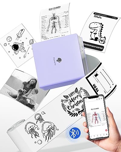 Memoking M02 Mini Sticker Printer, Bluetooth Wireless Portable Pocket Printer, Thermal Photo Printer, Sticker Printer for Phone&Pad, Inkless Pocket Printer for Study, Work, Journal Photo
