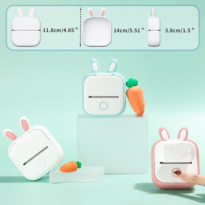 Memoking T02 Protective Case-Bunny Ears Shape Soft Silicone BPA-Free Cute Design Printer Cover, Compatible with T02 Mini Bluetooth Wireless Portable Mobile Pocket Printer, White
