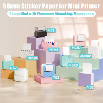 HD Clear Thermal Sticker Paper, Adhesive Transparent Paper for M02/M02S/M02Pro M03 M03AS M04 M04AS Sticker Printer, Memoking M02 Paper Compatible with Phomemo Printer Paper, 50mm x 3.5m/Roll, 3Rolls