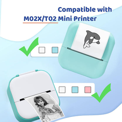 Memoking T02/M02X/M02L White Thermal Paper-2-Year Sticky 50mmx3.5m for Journal Photo Texts Study Notes and More, 3 Rolls