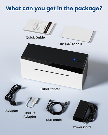 Memoking DHL Etikettendrucker Bluetooth, 4x6 Versandetiketten Drucker Für Haushalte & kleine Unternehmen, 249BT Thermodrucker Label Printer für Ebay, Etsy, UPS, Amazon, Royal Mail, Hermes, Shopify