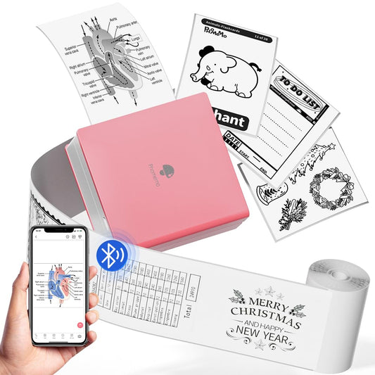Memoking Sticker Printer - Thermal Mini Printer Portable Sticker Printer, Inkless Bluetooth Printer, M02 Pocket Printer Machine for Pad&Phone,Print Pods Sticker Printer for Study, Memos,Sticker,Photos