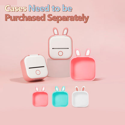 Memoking T02 Funda Protectora - Orejas de Conejo Funda de Silicona Suave sin BPA, Compatible con T02 Mini Impresora de Bolsillo Portátil Inalámbrica con Bluetooth, Rosa