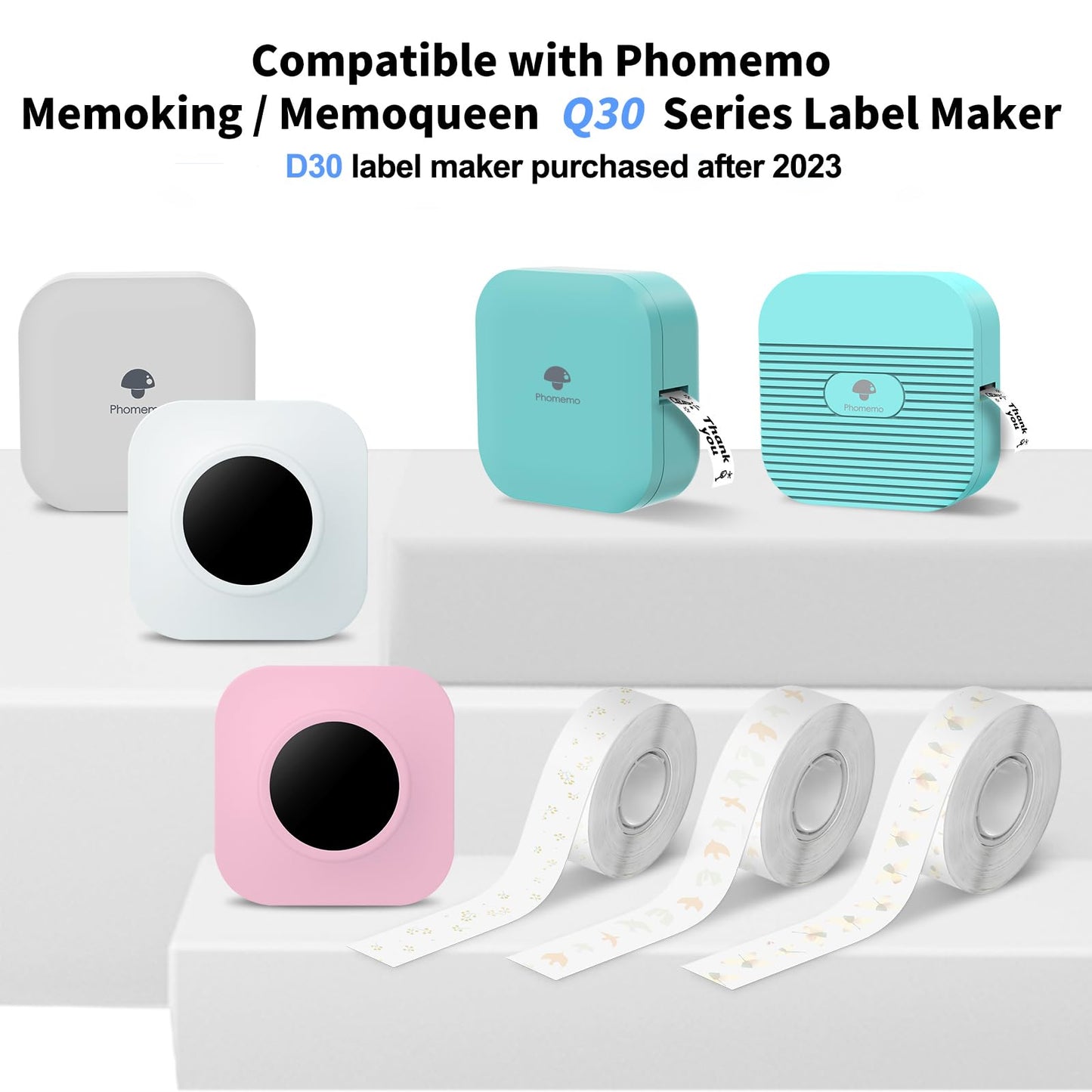 D30 Labels - Compatible with Phomemo D30 /D30S / Q30S / D35 Labels Maker Machine-0.47''x1.57''(12x40mm) - D30 Labels Tape for Home & Office Use - 3 Rolls,160 Labels/Roll,White