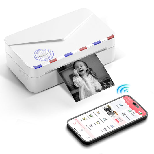 Memoking Mini Sticker Printer - 300dpi M03AS Thermal Portable Mini Printer, Bluetooth Inkless Pocket Printer for Phone, Sticky Note Printer for Study Notes, Memo, DIY, Photos, Label
