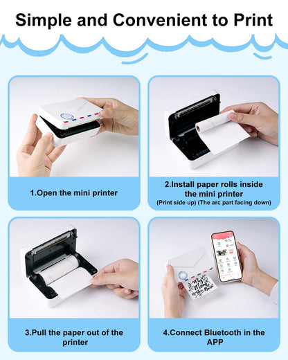 HD 80MM White Sticker Paper for M03 M03AS M04 Printer Paper, Black on White Thermal Paper, Memoking M03AS Paper Compatible with Phomemo Printer Paper M03-80mmx3.5m/Roll, 3 Rolls