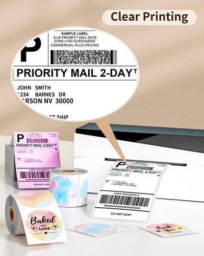 Memoking 4x6 Thermal Shipping Labels, 250 PCS for Thermal Label Printer, Suitable for Etsy, Shopify, Ebay, Amazon, Royal Mail, FedEx, Compatible with Munbyn, Rollo, Polono, Jadens, Nelko, ASprink