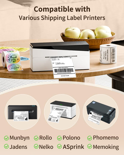 Memoking 4x6 Thermal Shipping Labels, 250 PCS for Thermal Label Printer, Suitable for Etsy, Shopify, Ebay, Amazon, Royal Mail, FedEx, Compatible with Munbyn, Rollo, Polono, Jadens, Nelko, ASprink