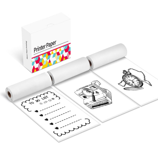 Memoking Biały, samoprzylepny papier termiczny, odporny na olej i wodę, 80 mm x 3500 mm do drukarek M03/M03S/M03A/M03AS/M04AS i drukarki termicznej M833/M832/M834/M835, trwałość przez 2 lata, 3 rolki