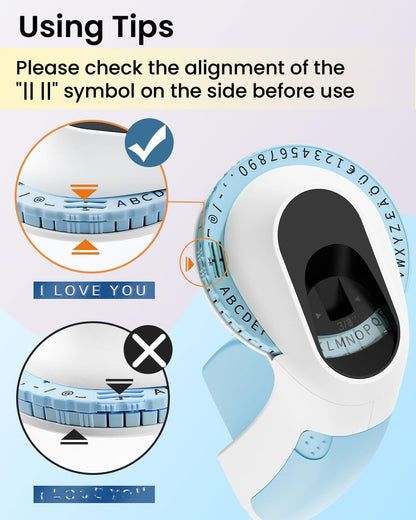 Memoking Embossed Label Maker Machine with 6 Rolls of 3/8'' (9mm) Emboss Tapes-E975 3D Embossing Label Maker Machine, Handheld Embossing Label Maker, Vintage Label Maker for Home, Office and DIY (Blue)