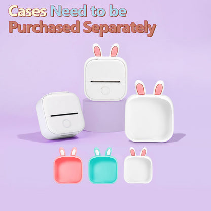 Memoking T02 Protective Case - Rabbit Ear Shaped Soft Silicone BPA Free Cute Design Printer Case, Compatible with T02 Mini Bluetooth Wireless Portable Mobile Pocket Printer, White
