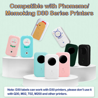 Clear D30 Label Maker Tape - Transparent D30 Label Maker Tape 14x30mm / Clear Memoking D30 Label Paper Compatible with Phomemo D30 Label Tape - 3 Rolls Clear D30 Labels (0.55x1.18,210PCS/Roll)