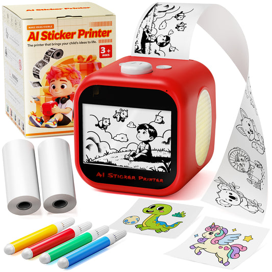 AI Sticker Printer for Kids, Voice to Sticker Maker Box with Touchscreen AI Sticker Printer Box Direct WiFi, Inkless Portable Sticker Maker Machine for DIY/Doodles/Gift for Boys & Girls