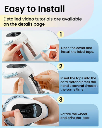 Memoking Embossed Label Maker Machine with 6 Rolls of 3/8'' (9mm) Emboss Tapes-E975 3D Embossing Label Maker Machine, Handheld Embossing Label Maker, Vintage Label Maker for Home, Office and DIY (Blue)