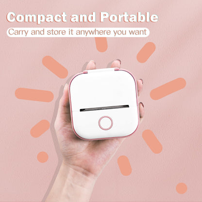 Mini Thermal Printer - T02 Pocket Compact Wireless Bluetooth Portable Mobile Receipt Printer Compatible with iOS & Android for Photos, Study Notes, Journal, Receipt, Small Gift, Pink