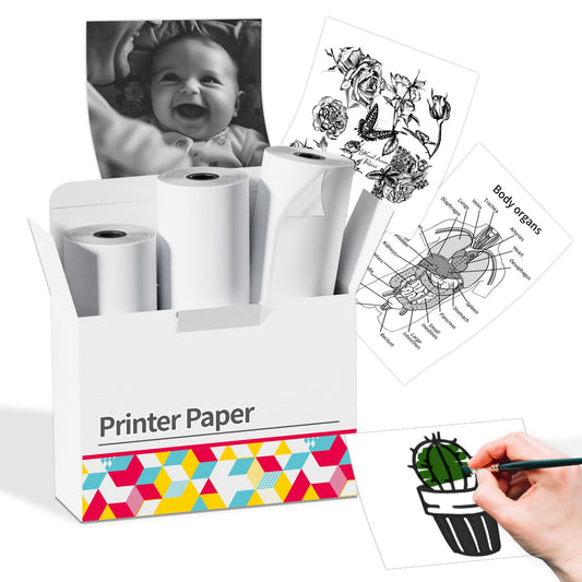 White Thermal Paper, Non-Sticky M02 Paper for T02 M02 M02S M02Pro M03 M04AS Mini Printer, 53mm x 6.5m/Roll, 3 Rolls, Memoking Paper Compatible with Phomemo Printer Paper, Keep for 10 Years
