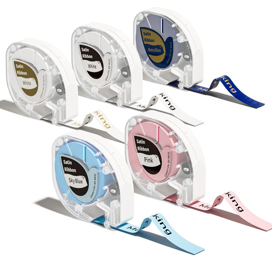 Compatible with Dymo LetraTag LT-100H 200B Refills, Satin Ribbon Label Tape, for Memoking P12 Pro Label Maker, 12mm x 2m, 5 Pack, for Wedding, Gift Wrapping, Craft Work