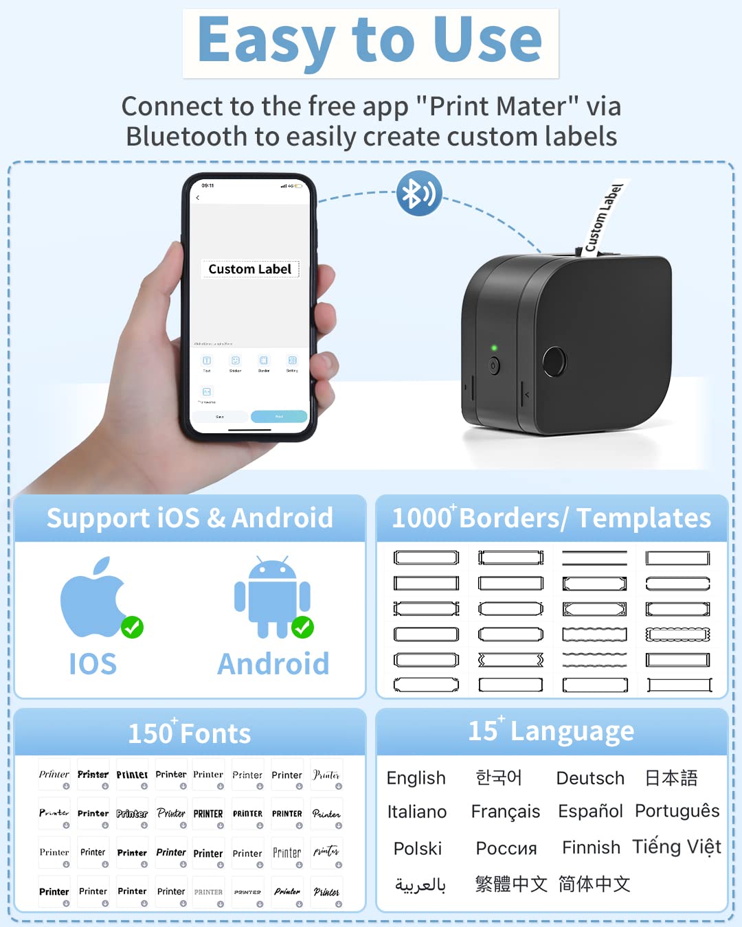 ????? ????? - Memoking P12 Pro Label Printer Machine with Tape, Mini Thermal Label Printer for Labeling Home Office, Bluetooth Handheld Label Maker for Organizing, with Label Maker Tape 12mm