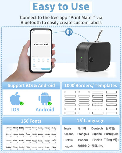 ????? ????? - Memoking P12 Pro Label Printer Machine with Tape, Mini Thermal Label Printer for Labeling Home Office, Bluetooth Handheld Label Maker for Organizing, with Label Maker Tape 12mm