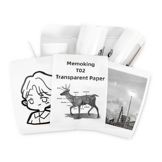 Memoking T02 Paper - T02 Thermal Labels, Clear/Transparent Paper, 3 Rolls