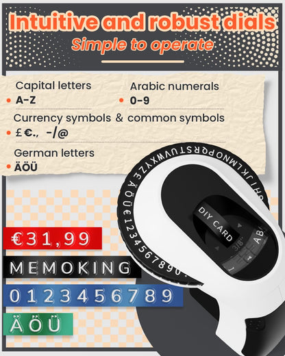 Memoking E975 Machine à étiqueter autocollante avec 3 rouleaux de rubans de gaufrage, imprimante d'étiquettes 3D avec gaufrage, imprimante d'étiquettes portable pour organisation, bricolage.