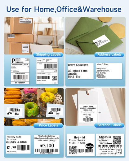 Memoking DHL Etikettendrucker Bluetooth, Thermodrucker 4x6 Versandetiketten Drucker für Barcode, Amazon, Etsy, Shopify, DHL, FedEx, Royal Mail, 249BT Thermodrucker Für Haushalte & kleine Unternehmen