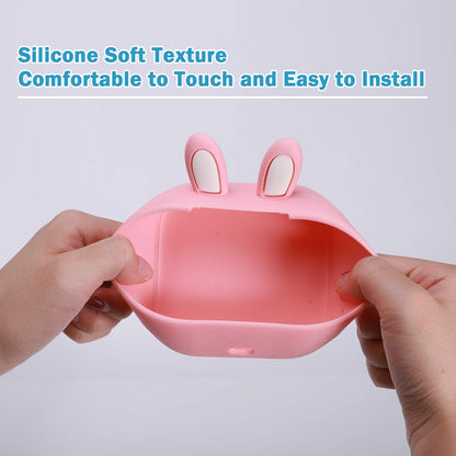 Memoking T02 Custodia Protettiva - Orecchie di Coniglio Custodia Morbida in Silicone senza BPA, Compatibile con la Stampante Tascabile Portatile Wireless Bluetooth Mini T02, Rosa