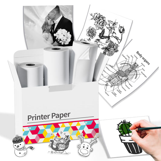 HD White Sticker Paper, Adhesive Thermal Paper for M02 M02S M02Pro M03 M03AS M04S Pocket Phone Printer - Memoking M02 Label Paper Compatible with Phomemo Printer Paper M02, 50mm x 3.5m/Roll, 3Rolls