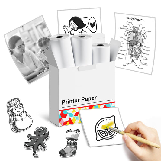 HD 80MM White Sticker Paper for M03 M03AS M04 Printer Paper, Black on White Thermal Paper, Memoking M03AS Paper Compatible with Phomemo Printer Paper M03-80mmx3.5m/Roll, 3 Rolls