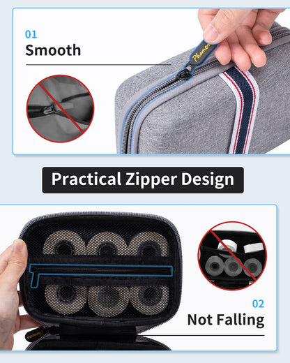 Memoking T02 Hard Storage Case - Compatible with Phomemo D30, SUPVAN E10, NIIMBOT D11, JADENS D110 and More, with Zipper Mesh Pocket, Waterproof Shockproof Case, Grey (Only Case)