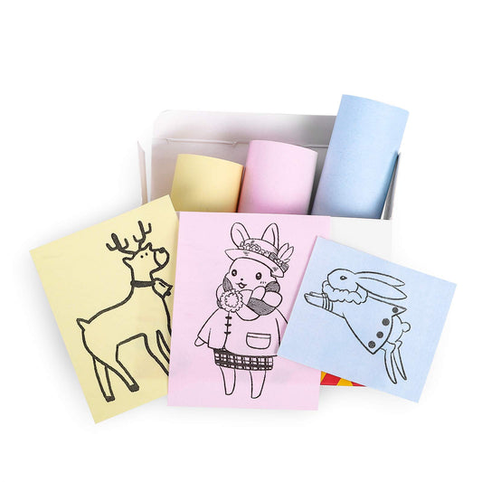 Memoking T02/M02X/M02L Pink/Gelb/Blau Thermopapier - 5 Jahre Nicht Klebrig 53mmx6,5m für Journal Fototexte Studiennotizen und mehr, 3 Rollen