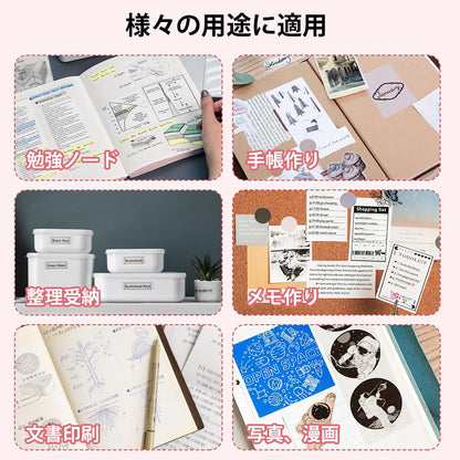 ミニプリンター スマホ対応 サーマルプリンター Memoking M04AS モバイルプリンター モノクロ 300DPI 最大110mm幅 スマホプリンター ポータブル型 メモプリンター 感熱プリンター 手帳プリンター 携帯プリンター フォメモ 文書/写真/メモ/手帳/領収書/ラベル/付箋/ワード/ウェブ 自宅学習 プレゼント