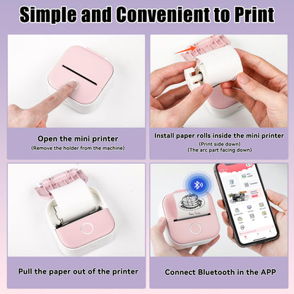 Memoking White Adhesive Thermal Sticker Paper, for M02 M02Pro M02S M03 M04S M04AS Mini Printer, 50mm x 3.5m/Roll, Diameter 30mm, 3 Rolls, Compatible with Phomemo Printer Paper, Keep for 20 Years