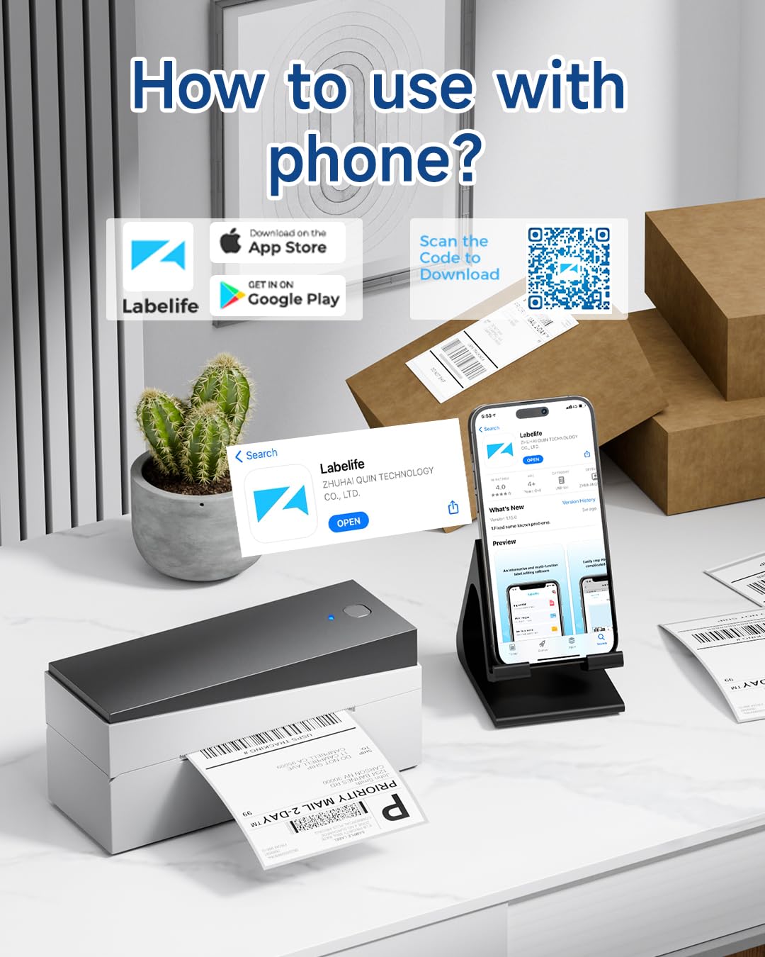 Memoking DHL Etikettendrucker Bluetooth, Thermodrucker 4x6 Versandetiketten Drucker für Barcode, Amazon, Etsy, Shopify, DHL, FedEx, Royal Mail, 249BT Thermodrucker Für Haushalte & kleine Unternehmen