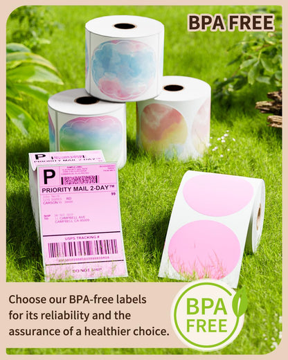 Memoking 4x6 Pink Thermal Shipping Labels, 500 Pics for Thermal Label Printer, Suitable for Etsy,Shopify, Ebay, Amazon, Royal Mail, FedEx, Compatible with Munbyn, Rollo, Polono, Jadens, Nelko, ASprink