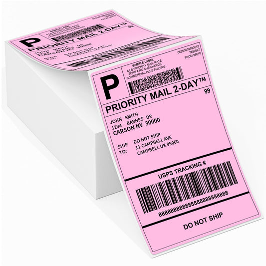 Memoking 4x6 Pink Thermal Shipping Labels, 500 Pics for Thermal Label Printer, Suitable for Etsy,Shopify, Ebay, Amazon, Royal Mail, FedEx, Compatible with Munbyn, Rollo, Polono, Jadens, Nelko, ASprink