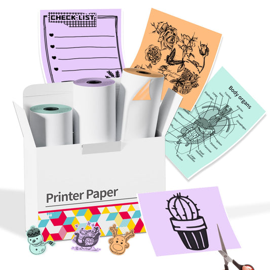 Memoking Colorful Thermal Sticker Paper for T02 M02 M02Pro M02D M02S M03 M03AS M04S Mini Printer, Compatible with Phomemo Printer Paper M02 Sticker, 50mmx3.5m/Roll, 3Rolls, Green,Purple,Orange