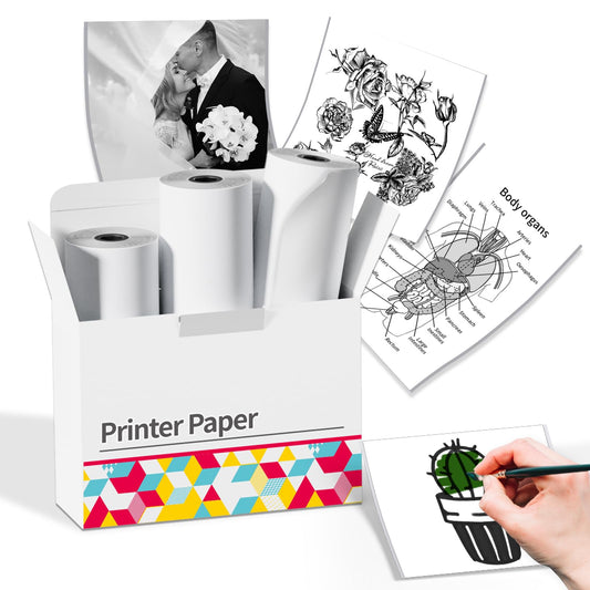 Memoking White Sticker Paper, HD Thermal Sticker Compatible with T02 M02 M02Pro M02D M02S M03 M03AS M04S Sticker Printer, Compatible with Phomemo Printer Paper M02 Sticker, 50mmx3.5m/Roll, 3 Rolls