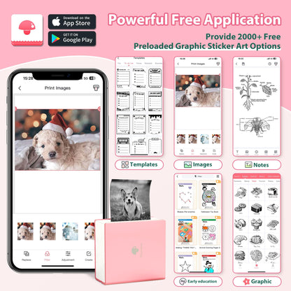 Memoking Sticker Printer - Thermal Mini Printer Portable Sticker Printer, Inkless Bluetooth Printer, M02 Pocket Printer Machine for Pad&Phone,Print Pods Sticker Printer for Study, Memos,Sticker,Photos