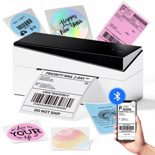 Memoking DHL Etikettendrucker Bluetooth, 4x6 Versandetiketten Drucker Für Haushalte & kleine Unternehmen, 249BT Thermodrucker Label Printer für Ebay, Etsy, UPS, Amazon, Royal Mail, Hermes, Shopify