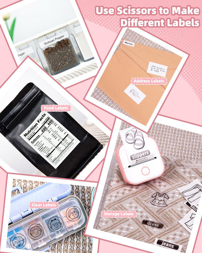 Memoking Mini Sticker Printer - T02 Small Thermal Printer for Phone, Portable Wireless Receipt Printers with 3 Rolls Paper for Children's Day Birthday, Compatible with iOS & Android, Pink