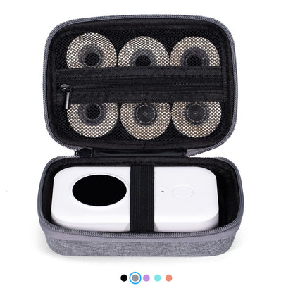 Memoking T02 Hard Storage Case - Compatible with Phomemo D30, SUPVAN E10, NIIMBOT D11, JADENS D110 and More, with Zipper Mesh Pocket, Waterproof Shockproof Case, Grey (Only Case)
